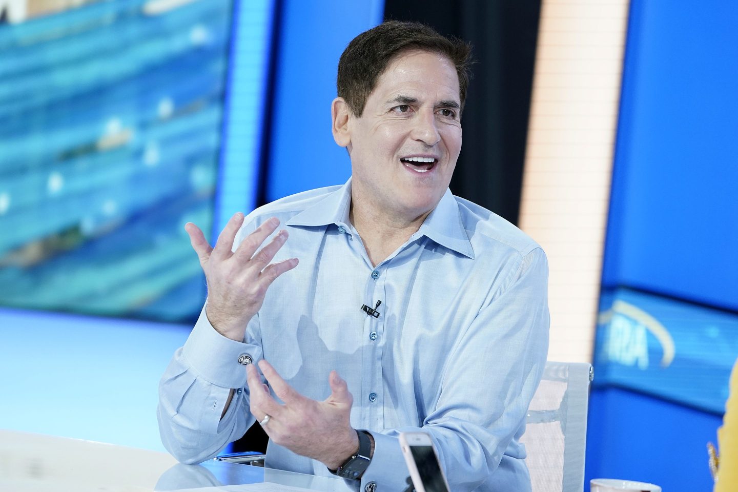 NEW YORK, NEW YORK - NOVEMBER 14: (EXCLUSIVE COVERAGE) Mark Cuban visits "Mornings With Maria" at Fox Business Network Studios on November 14, 2019 in New York City. (Photo by John Lamparski/Getty Images)